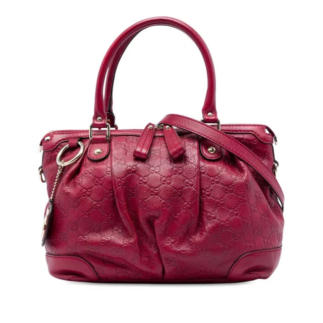 Red Gucci Guccissima Sukey Satchel in Red Leather from Designer Revival
