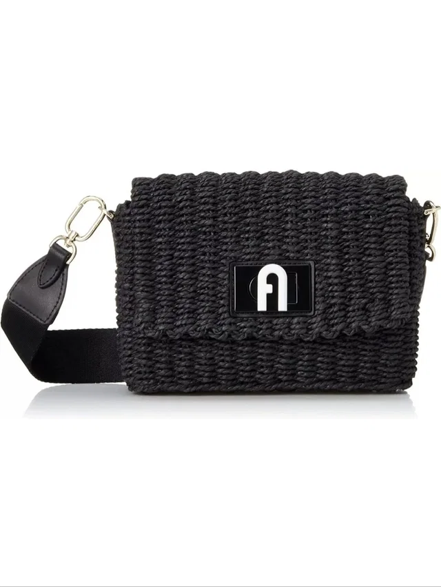 Furla 1927 Black Raffia Mini Crossbody Bag in black Raffia from Poshmark