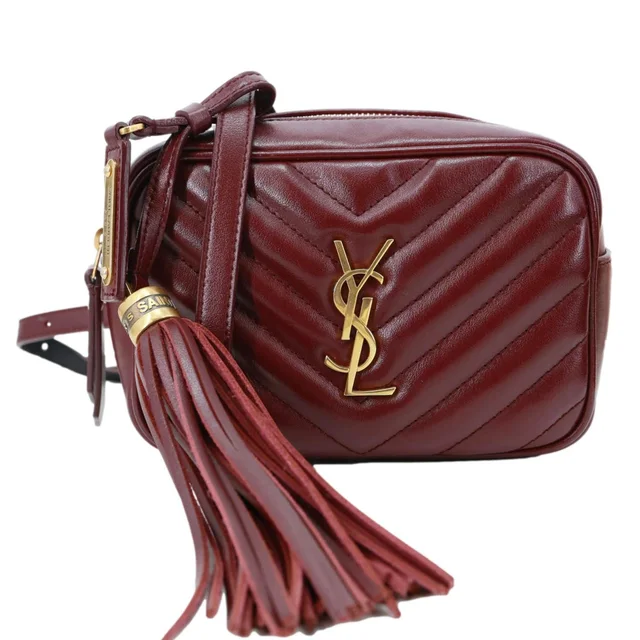 Saint Laurent Lou Calfskin Leather Crossbody Belt Bag Burgundy in Burgundy Calfskin from Dallas Designer Handbags