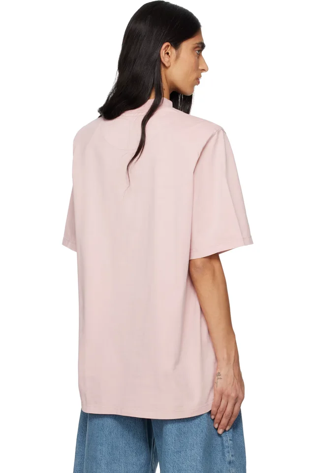 The Attico Pink Padded Shoulder T-shirt, photo 3 of 3 from SSENSE
