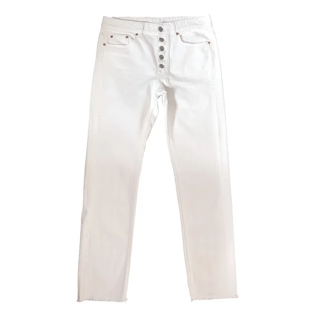 Maison Margiela White Denim Frayed Hem Jeans - UK 10 - £420 in White Denim from HEWI