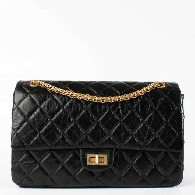 Chanel Black Aged Calfskin Large Reissue 2.55 Bag in Black Calfskin from Labellov