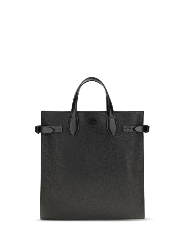 Valentino Garavani Grained Calf Leather Shoulder Bag — Black Bos Taurus in Black Calfskin from HEWI