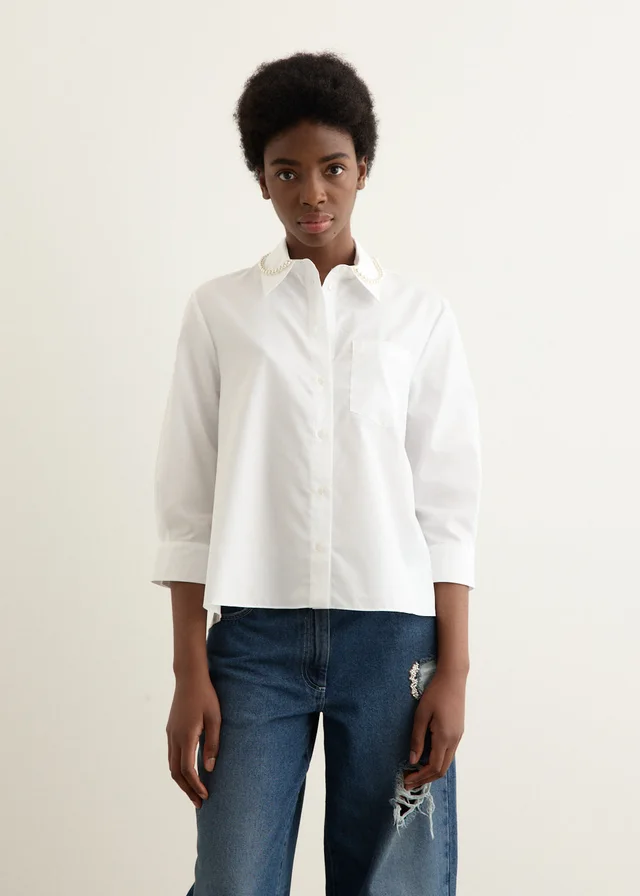 Simone Rocha Cropped Masculine Shirt in White from Incu, photo 1 of 1