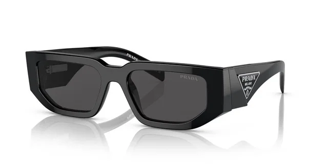 Prada 0pr Rectangle-Frame Plastic Sunglasses — Black in Black from HEWI