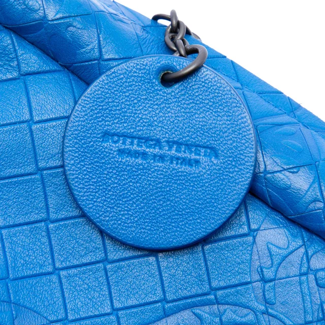 Blue Bottega Veneta Small Calfskin Intrecciomirage Embossed Butterfly Chain Crossbody in Blue Calfskin from Designer Revival, photo 2 of 2