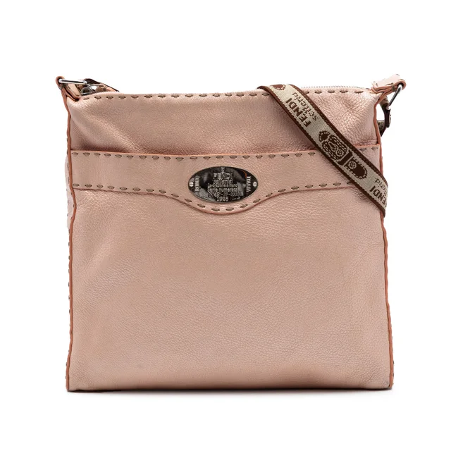 Pink Fendi Leather Selleria Crossbody in Pink Leather from Designer Revival