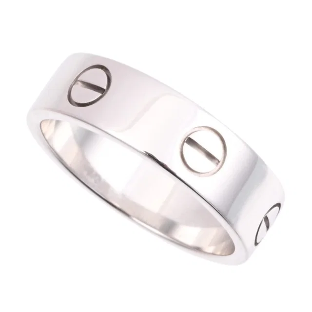 Cartier 18K Love Ring #59 White Gold in White from VINTAGE QOO TOKYO