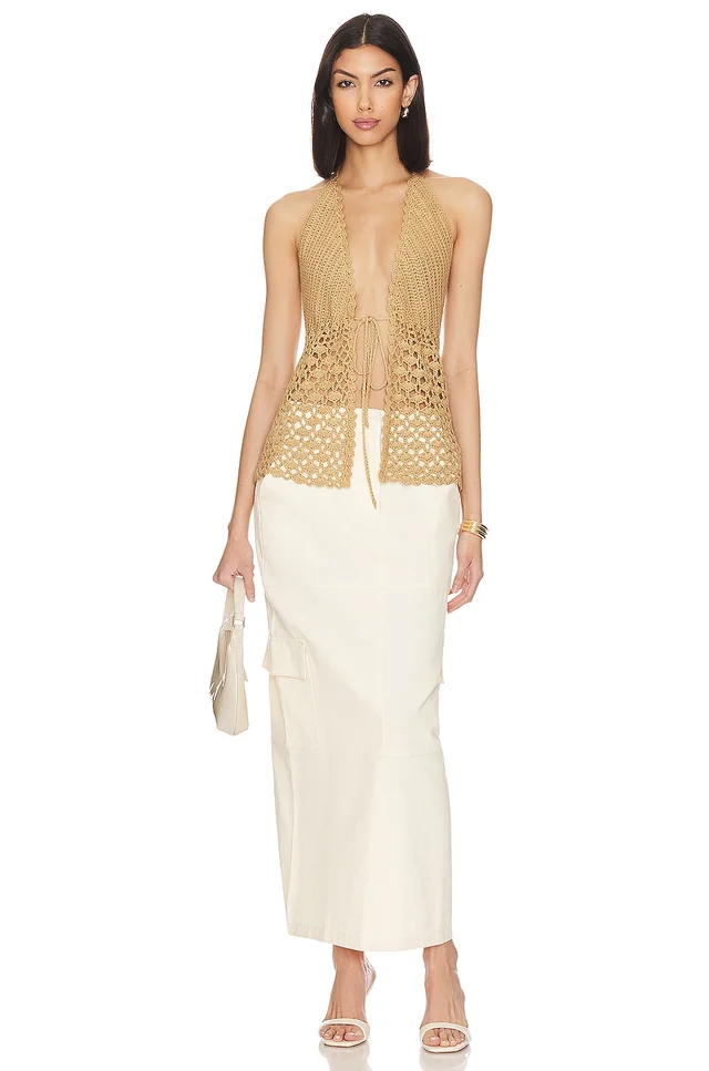 MORE TO COME Alice Tie Front Top in Toast, photo 4 of 4 from REVOLVE (Canada)