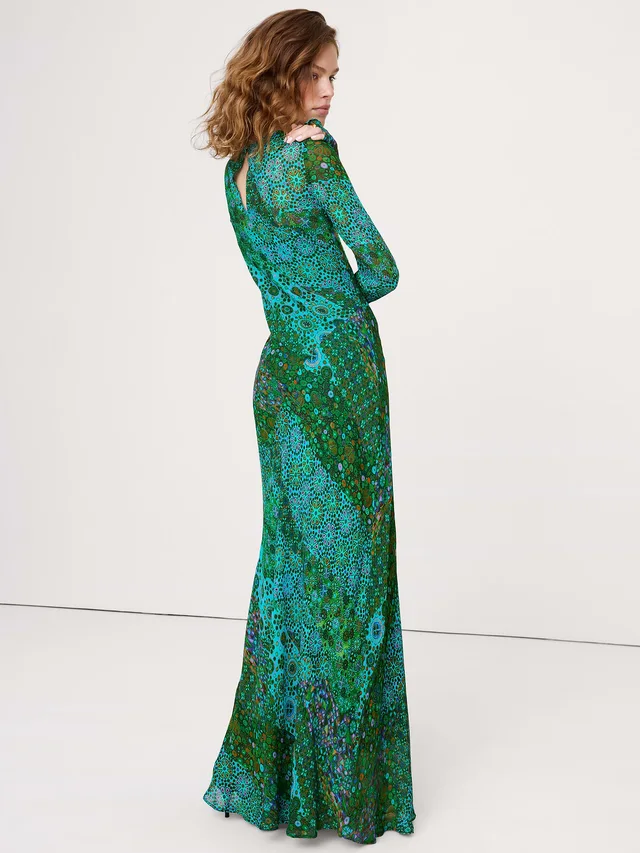 Banana Republic Bias-Cut Chiffon Maxi Dress in Green Geo, photo 2 of 3 from Banana Republic (US)
