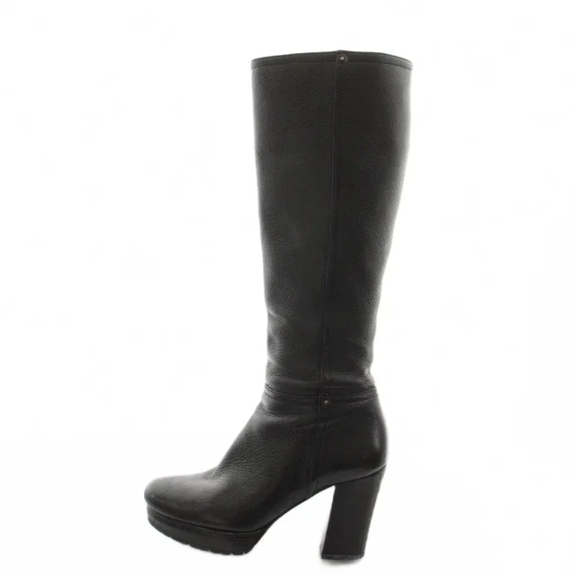 Prada Sport Long Boots Heels Leather Black 36 in Black Leather from The Reluxe