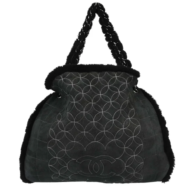 Chanel 2005-2006 Black Mouton Choco Bar Tote Handbag in Black from AMORE Vintage Tokyo