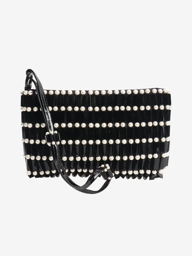 Giorgio Armani Vintage 90s black and white beaded clutch in Black from Sign of the Times