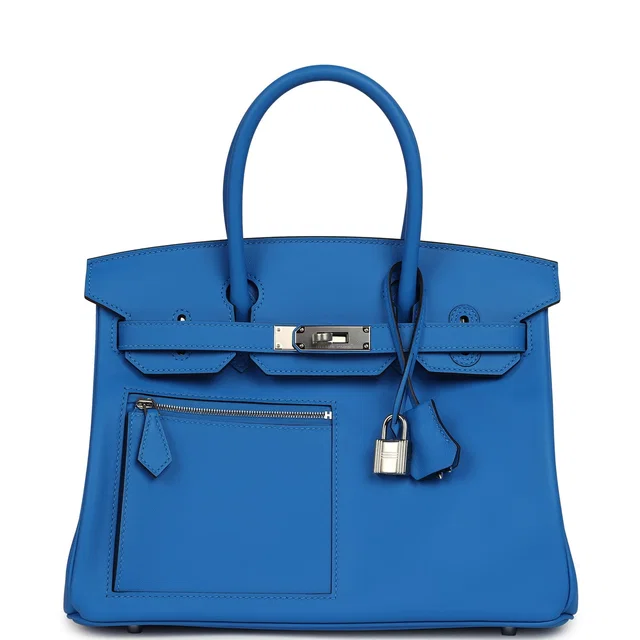 Hermès Colormatic Birkin 30 Bleu Hydra Swift Palladium Hardware in Blue Swift leather from Madison Avenue Couture