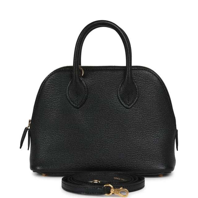 Hermès 1923 Bolide Mini Black Chevre Mysore Gold Hardware in Black Goatskin from Madison Avenue Couture
