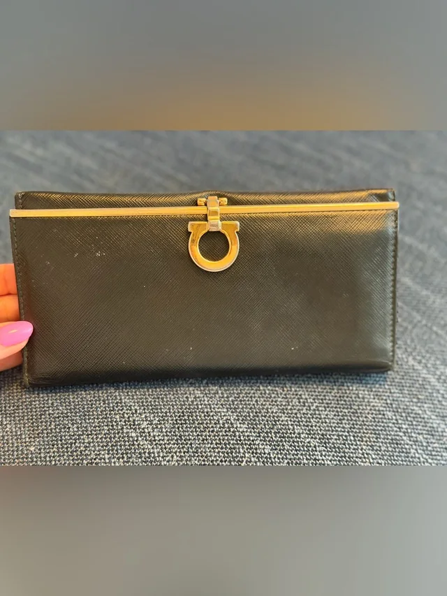 Ferragamo Gancini Long Continental Wallet In Black Leather. in black|gold Leather from Poshmark