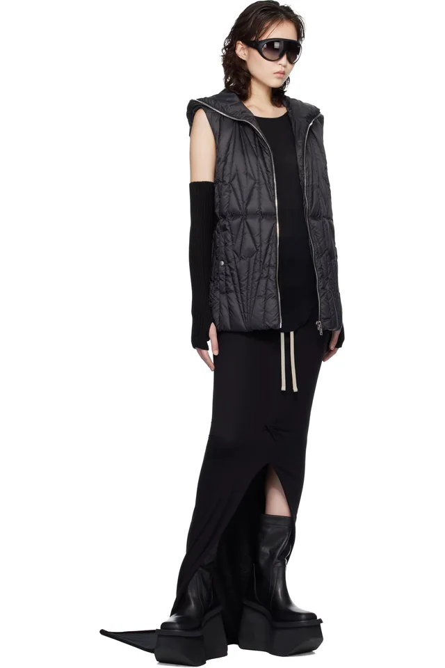 Moncler + Rick Owens Black Adjustable Maxi Skirt, photo 4 of 4 from SSENSE