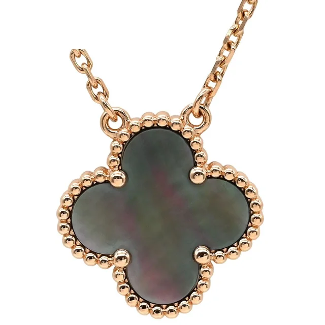 Van Cleef & Arpels Necklace Vintage Alhambra Gray Rose Gold 18K Pink Gold Shell in Pink from The Reluxe