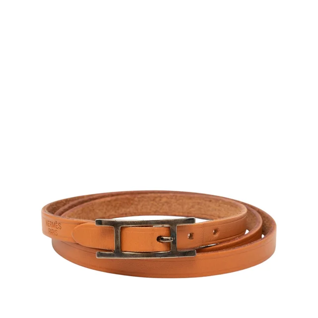 Brown Hermès Swift Hapi 3 Triple Tour Bracelet in Brown Swift leather from Designer Revival