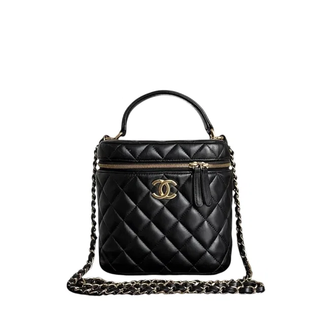 Chanel Trendy CC Vanity Black Lambskin Gold Hardware Microchip in Black Lambskin from Luxury Promise
