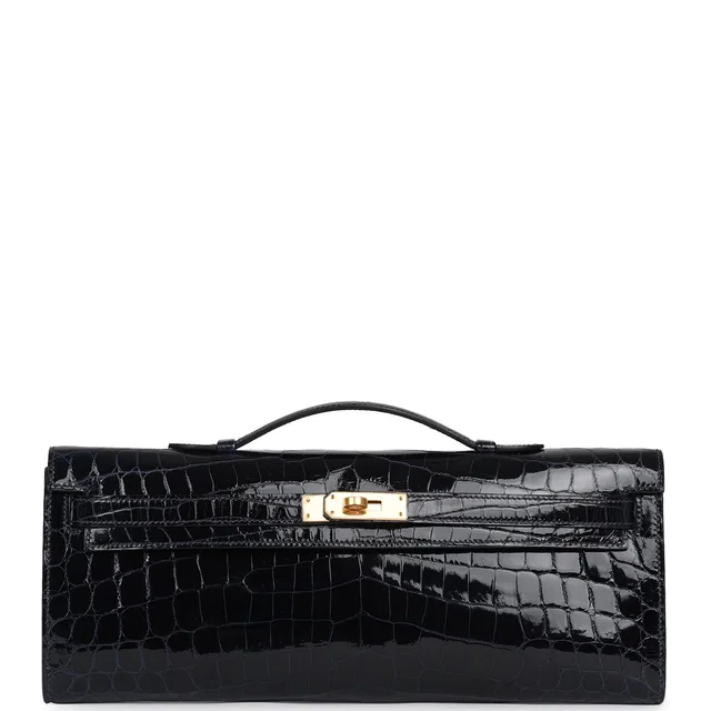 Hermès Kelly Cut Bleu Marine Shiny Niloticus Crocodile Gold Hardware in Navy Crocodile from Madison Avenue Couture