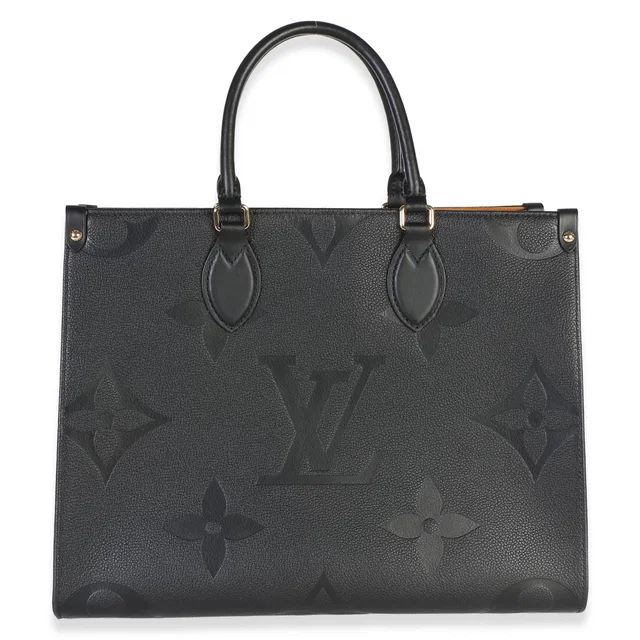 Louis Vuitton Black Giant Monogram Empreinte Onthego MM in Black Coated canvas from myGemma