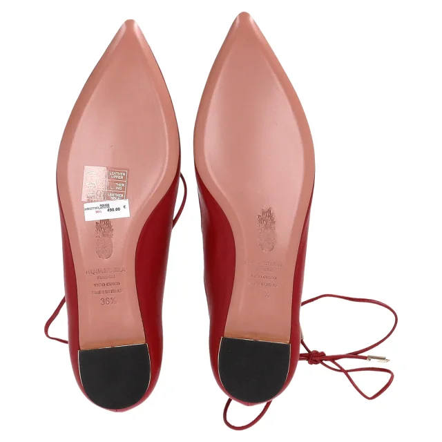 Aquazzura Christhy Lace-Up Ballet Flats in Red Leather in Red, photo 6 of 6 from ShopSimon