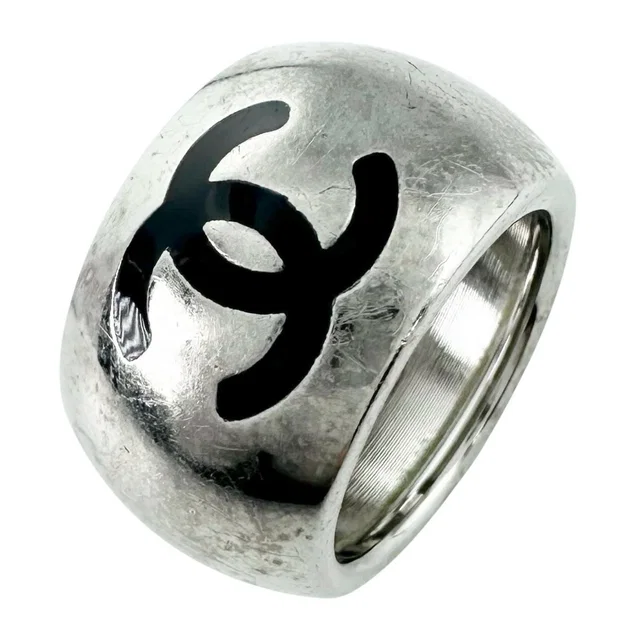 Chanel Ring Silver CC Logo in Silver from The Reluxe