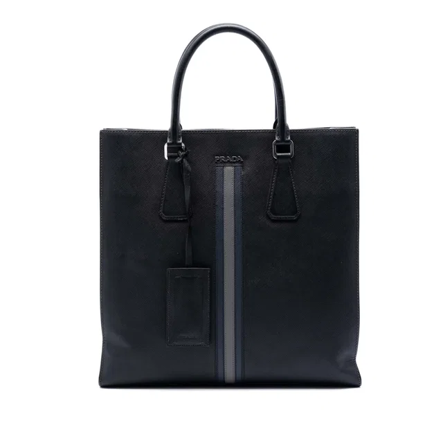 Black Prada Saffiano Lux Tote in Black Saffiano leather from Designer Revival