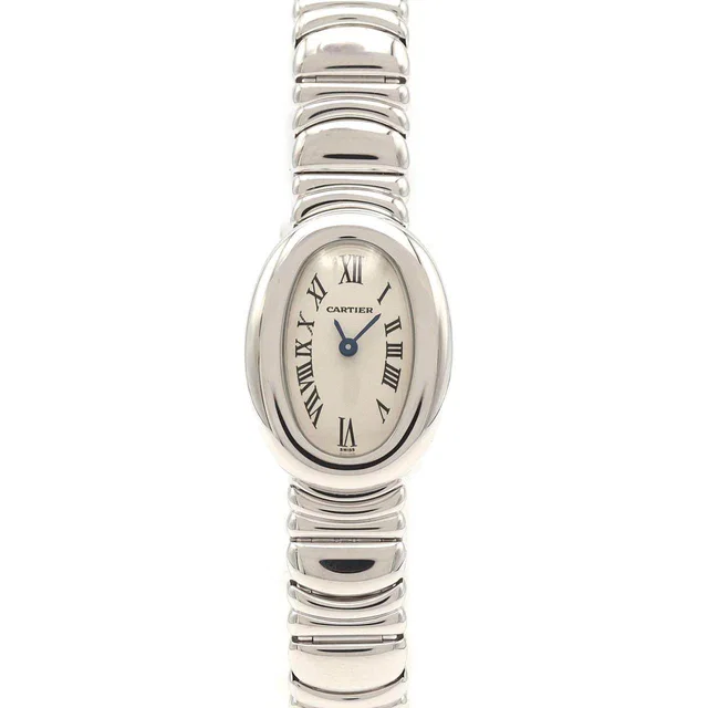 Cartier Mini Baignoire White Gold Watch in White from LuxUness