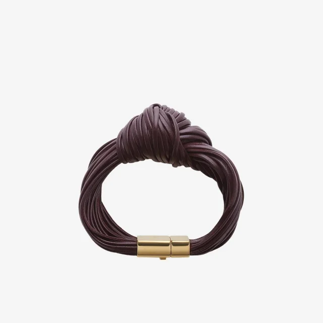 Bottega Veneta Leather Knot Bracelet — Red Lambskin Bracelets in Red Lambskin from HEWI, photo 2 of 3