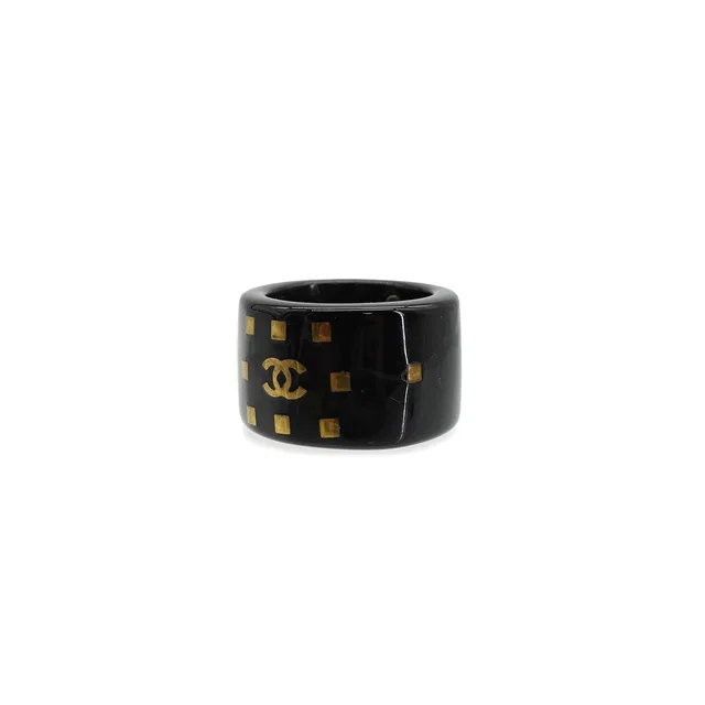 Chanel Cocomark Ring Black Plastic Accessory 01A in Black from Luxury Promise