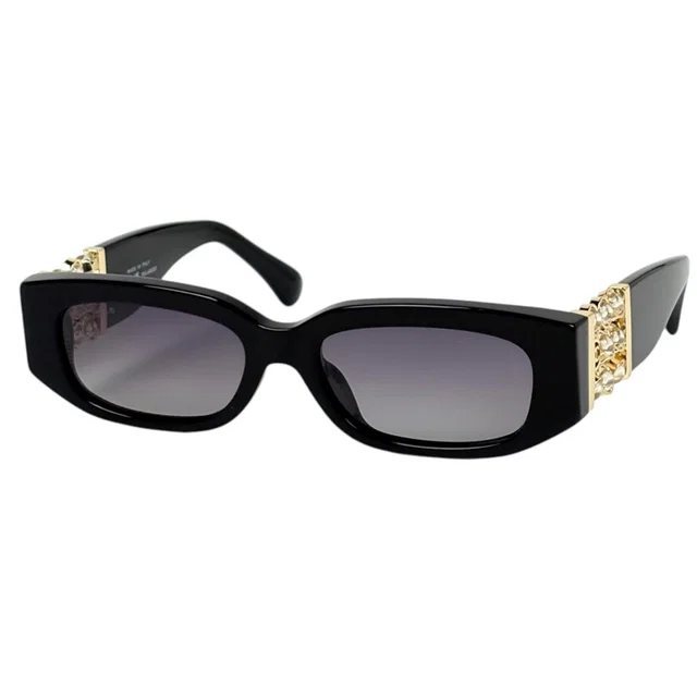 Chanel Oval Shape Sunglasses CC Logo Acetate Costume Pearl Black Eyewear in Black from The Reluxe