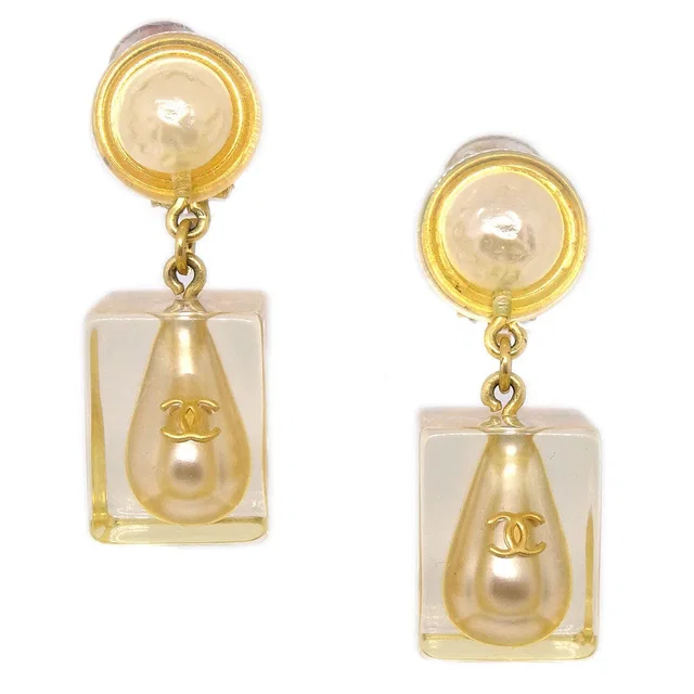 Chanel 1997 Teardrop CC Pearl Earrings from AMORE Vintage Tokyo