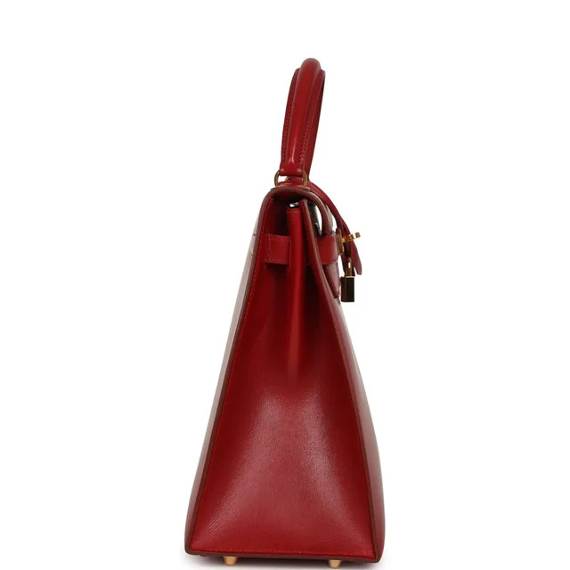 Hermès Vintage Kelly Sellier 32 Rouge Vif Box Gold Hardware in Red Calfskin from Madison Avenue Couture, photo 2 of 2