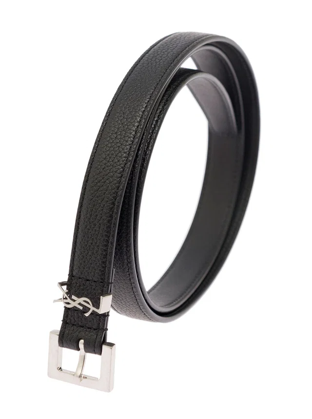 Saint Laurent Cassandra Belt — Black Calf Leather in Black Calfskin from HEWI