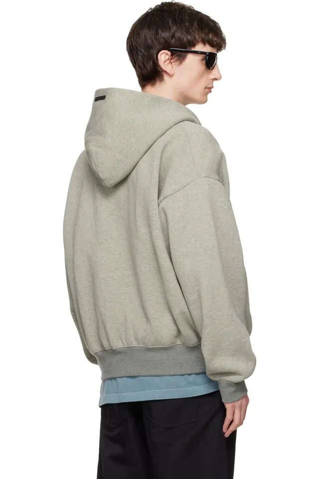 Fear of God ESSENTIALS Gray Signature Classic Full Zip Hoodie, photo 3 of 4 from SSENSE