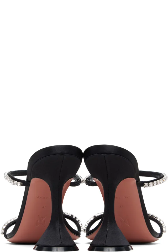 Amina Muaddi Black Gilda 95 Heeled Sandals, photo 2 of 2 from SSENSE