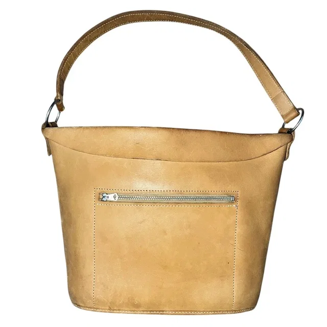 Vintage 90s Comme Des Garcons Tricot Vegan Leather Bag in Beige in neutral|white Leather from Grailed