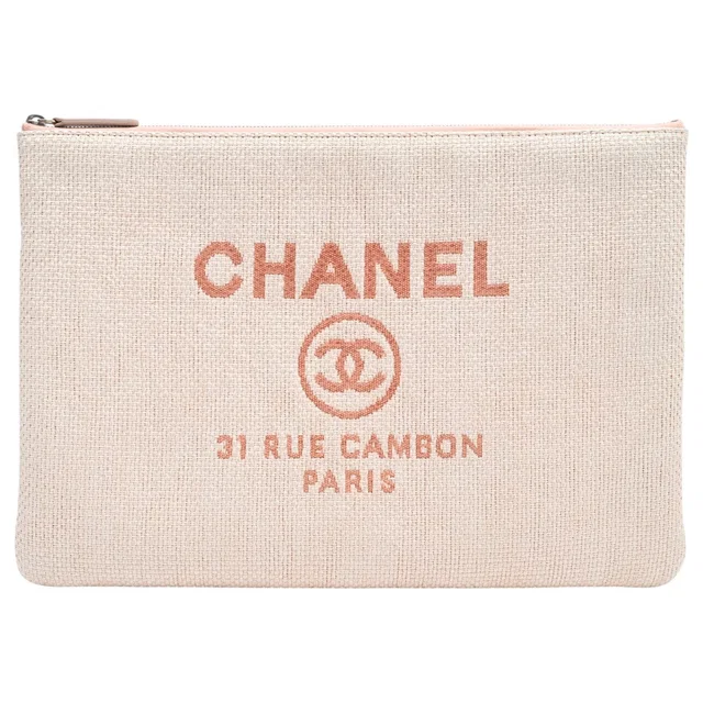 Chanel Circa 2016 raffia Deauville clutch bag, pink in Pink Raffia from VINTAGE QOO TOKYO