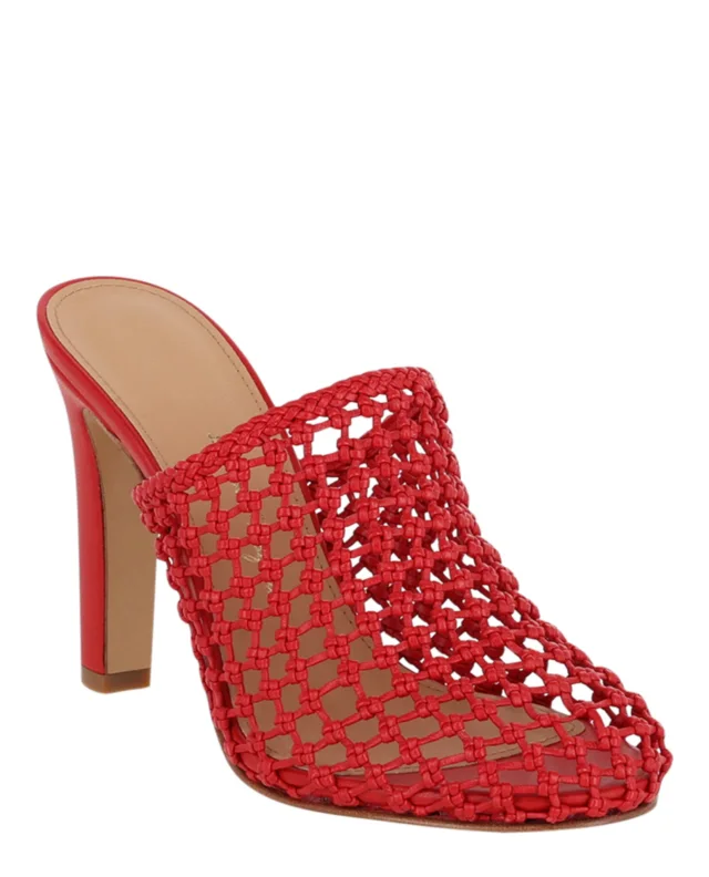 Salvatore Ferragamo Ellas X5 Caged Mules in red, photo 2 of 6 from ShopSimon