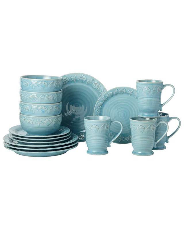 Certified International Coastline Blue 16pc Dinnerware Set, Service for 4, image 1 of 1 from Rue La La