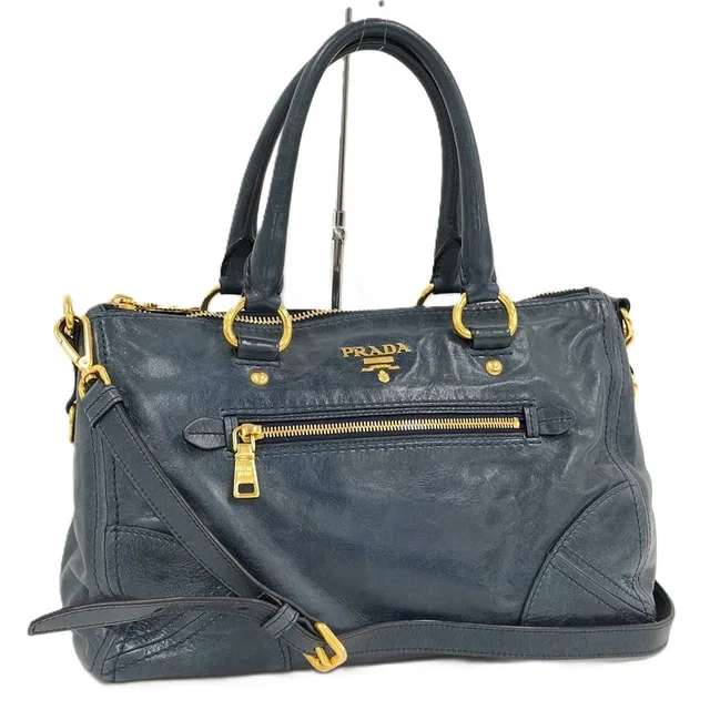 Prada Leather 2-Way Handbag Indigo in Leather from The Reluxe