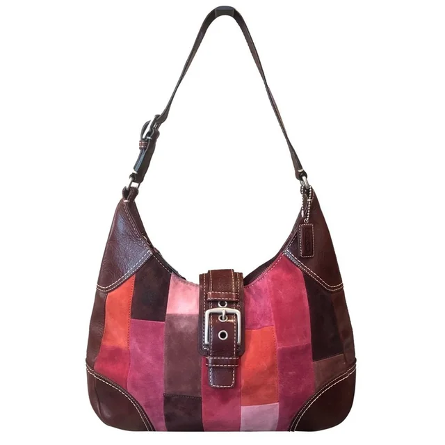 Coach Hampton Brown And Burgundy Suede Top Zipper Shoulder Bag in brown|pink|red Suede from Poshmark