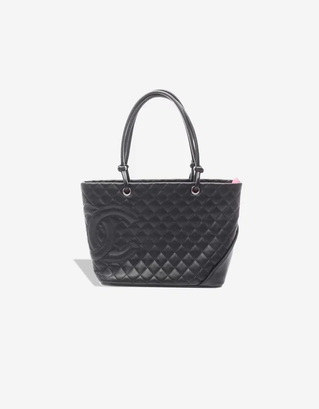 Chanel Cambon Shopping Tote Large Lamb Black / Pink in Black, Multicolour, Pink Lambskin from SACLÀB