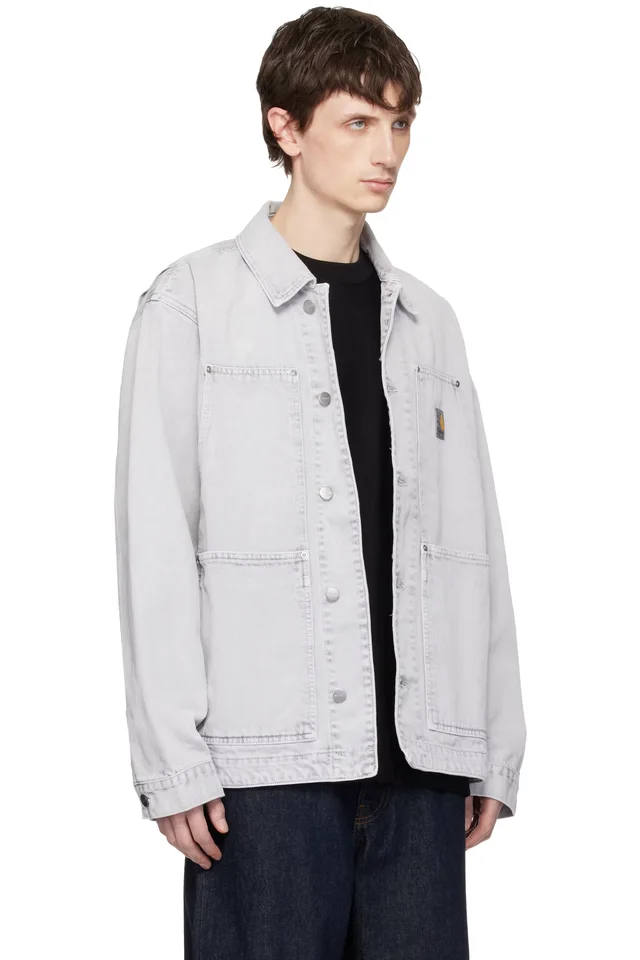 Carhartt Work In Progress Gray OG Double Front Denim Jacket, photo 2 of 4 from SSENSE