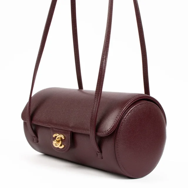 Chanel 26P Burgundy Caviar Preppy Coco Small Bowling Bag in Burgundy Caviar leather from Labellov, photo 4 of 7