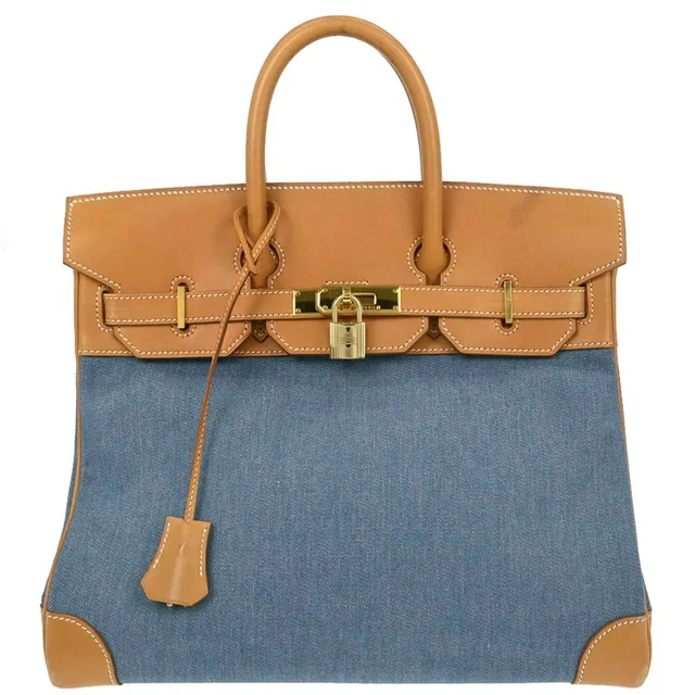 Hermès Blue Natural Toile Jean Vache HAC Haut a Courroies 32 Handbag in Beige from AMORE Vintage Tokyo