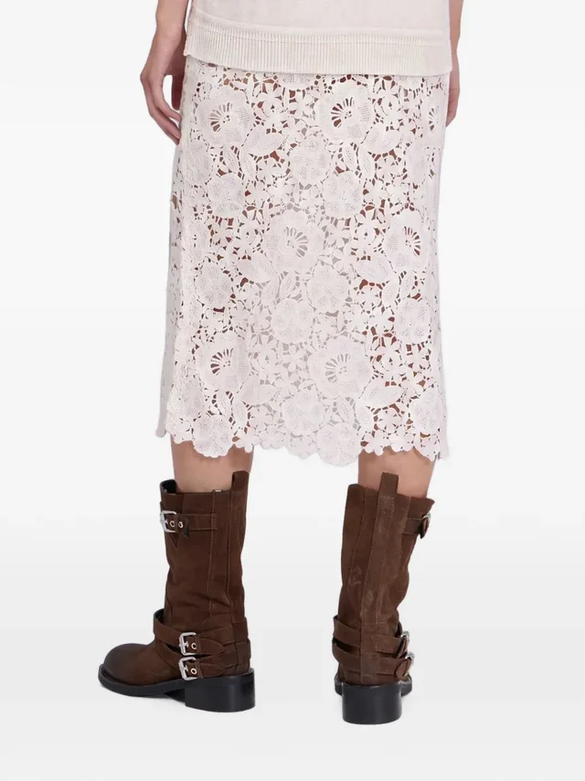 ERMANNO FIRENZE Floral Openwork Midi Skirt, photo 3 of 3 from SENSER