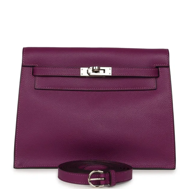 Hermès Kelly Danse Anemone Evercolor Palladium Hardware in Lambskin from Madison Avenue Couture